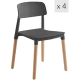 Nordlys Stuhl, Schwarz, Kunststoff, 45x75x46 cm, FSC 100%, Esszimmer, Stühle, Esszimmerstühle, Vierfußstühle