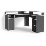 byLIVING Schreibtisch Fox/Gaming-Tisch in Anthrazit mit weißen Kanten/mit Aufsatz/Mit viel Stauraum und großer Tischplatte/Computer-Tisch/PC/Arbeits-Tisch/B 139, H 90,8, T 139 cm