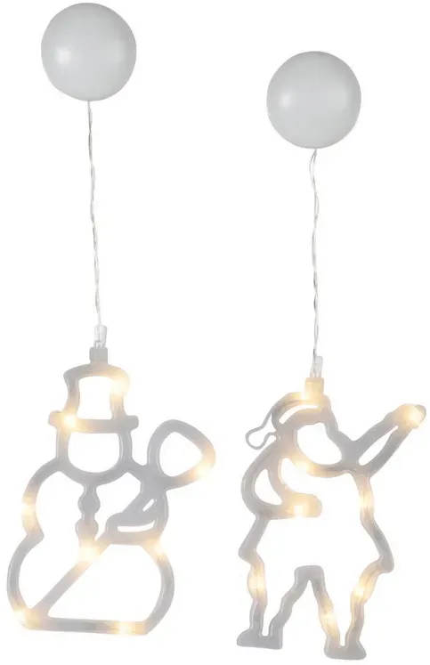 LED-Fensterdeko mit Saugnapf - Schnee- & Weihnachtsmann - 2er Set - je 8 warmwei...