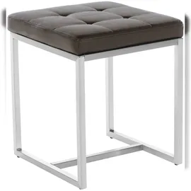 CLP 2er Set Edelstahl Sitzhocker Barci braun