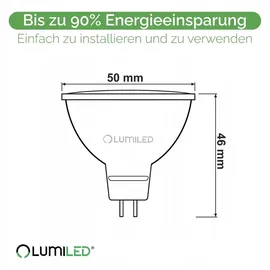 Lumiled GU5.3 LED Lampen Leuchtmittel, Spot 10 Stück Set, MR16 6W entspricht 50W, 6500K Kaltweiß 580 Lumen, 120° Abstrahlwinkel Spots kalt