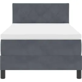 vidaXL LED Boxspringbett mit Matratze Dunkelgrau 90 x 190 cm Samt