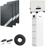 Photovoltaik-Paket 10 kWp mit AXITEC Wechselrichter 10 kW + Stromspeicher 13,5 kWh, 24 Solarmodulen Glas-Glas full black (* 0% MwSt. gem. §12 Abs. 3 UstG)