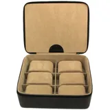 Windrose Uhrenbox Beluga aus Leder für 10 Uhren max.Ø 34 mm Beige/Schwarz