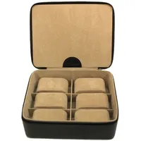 Windrose Uhrenbox Beluga aus Leder für 10 Uhren max.Ø 34 mm Beige/Schwarz