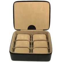 Windrose Uhrenbox Beluga aus Leder für 10 Uhren max.Ø 34 mm Beige/Schwarz