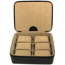 Windrose Uhrenbox Beluga aus Leder für 10 Uhren max.Ø 34 mm Beige/Schwarz