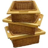 MONSTER SHOP Schrankkorb aus Rattan 3 x Ausziehbar 50 x 50 x 50 cm