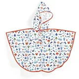 DJECO Regenponcho Regencape mit Kapuze für Kinder von 3-5 Jahren rot