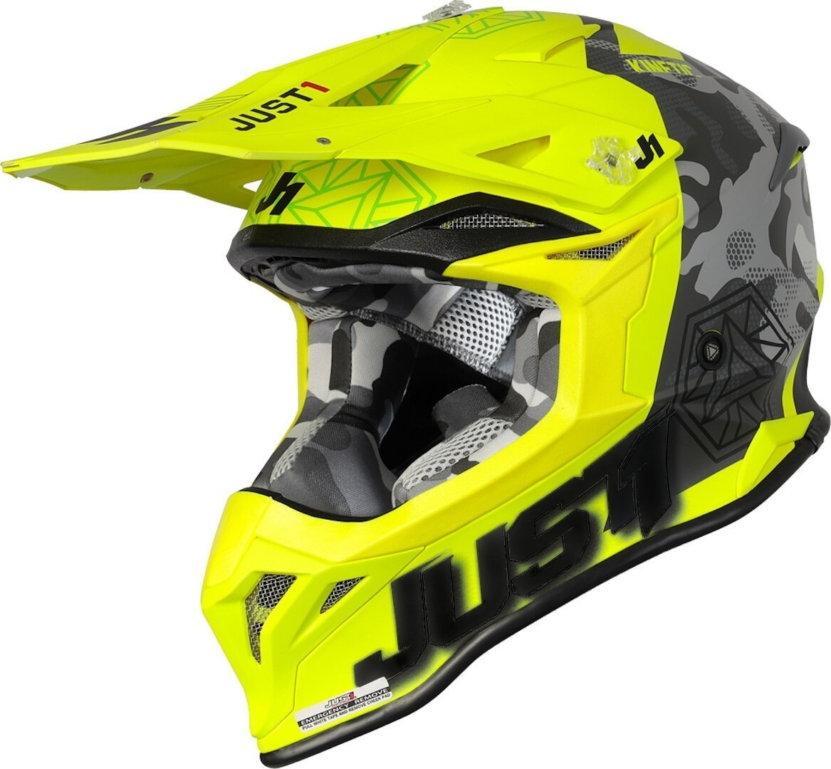 Just1 J39 Kinetic Motorcross Helm, zwart-geel, XS
