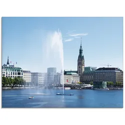 Artland Glasbild »Hamburg Alsterfontäne mit Rathaus«, Deutschland, (1 St.), in verschiedenen Größen Artland Farbe Bild(er): naturfarben
