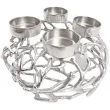 Adventskranz Kerzenhalter Aluminium Silber Metall Durchmesser 35 cm Metall