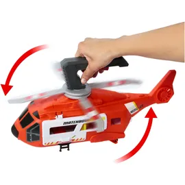 Matchbox Action Drivers Rettungshubschrauber, 40 cm großer Hubschrauber mit Die-Cast-Spielzeugrettungswagen im Maßstab 1:64