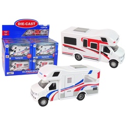 LEAN Toys Spielzeug-Auto Auto Camper Spielzeug Fahrzeug Wohnmobil Sommer Camper Reibungsantrieb weiß
