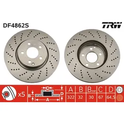 TRW DF4862S Bremsscheibe TRW SINGLE