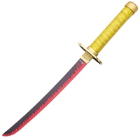 Mini Katana Demon Slayer Schwarz/Rot/Gold - Samurai Schwert - Ninja Cosplay Fasching Kostüm Deko Training Rollenspiele Sammler Outdoor Freizeit Hobby