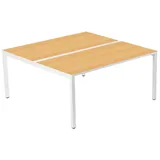 Paperflow easyDesk Doppelschreibtisch buche rechteckig, 4-Fuß-Gestell weiß 160,0 x 166,0 cm