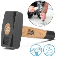 STAHLWERK Fäustel 1500g Plattenhammer aus Carbon-Stahl Holzstiel Vorschlaghammer