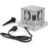 Wiltec Gartensteckdose 1,5 m Grau 4 St.