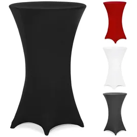 DEUBA Detex® Stehtischhusse Schwarz Rund Verstärkter Fußbereich Waschbar Stehtisch Hussen Stretch Überzug Party