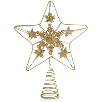 COM-FOUR COM-FOUR® Deko Stern Weihnachten - Weihnachtsdekoration Stern aus Metall - Aufsteller Weihnachtsstern mit Glitzer und Paillette - Goldfarbene Weihnachtsbaumspitze