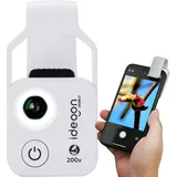 ideoon Mikroskop-Vorsatzlinse für Smartphone/Tablet 200x: Mit 6 LEDs für detailreiche Nahaufnahmen, weiss - Entdecken Sie die Mikro-Welt