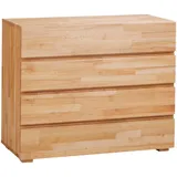Hasena Woodline Lovara Kommode, 4 Schubladen Massivholz 90x40x75 cm, - Natur