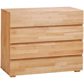 Hasena Woodline Lovara Kommode, 4 Schubladen Massivholz 90x40x75 cm, - Natur