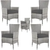 CASARIA - Gartenstühle 4er Set Polyrattan Stapelbar mit Auflagen 160kg Belastbarkeit Wetterfest Outdoor Garten Terrasse Balkon Stapelstuhl Stuhl
