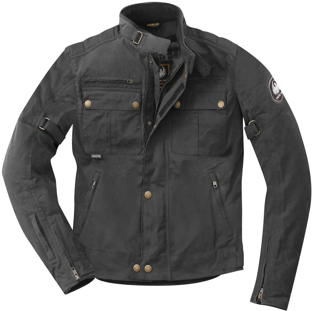 Merlin Barton II Motorrad Wachsjacke, schwarz, Größe S für Männer