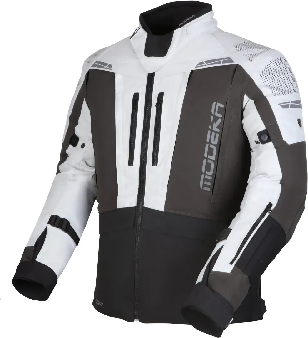 Modeka Hydron waterdichte motorfiets textiel jas, zwart-grijs, XL Voorman