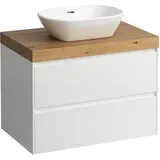 Laufen LANI Waschtischplatte wildeiche inklusive Unterschrank, 1 Ausschnitt mittig, 785x495x580mm, H4065511122601, Farbe: weiß matt