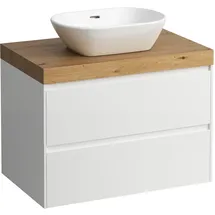 Laufen LANI Waschtischplatte wildeiche inklusive Unterschrank, 1 Ausschnitt mittig, 785x495x580mm, H4065511122601, Farbe: weiß matt