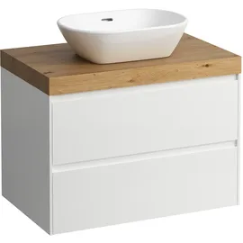 Laufen LANI Waschtischplatte wildeiche inklusive Unterschrank, 1 Ausschnitt mittig, 785x495x580mm, H4065511122601, Farbe: weiß matt