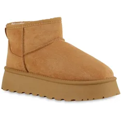 Damen Plateau Boots in Hellbraun