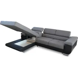 Sofnet Ecksofa Divo mit Schlaffunktion, Bettkasten und Kopfteilverstellung, Polsterecke, Wohnlandschaft, Sofagarnitur, Couch, Sofa, Federkern (Schwarz (Kronos 07), Ecksofa Links)