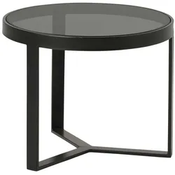 Beistelltisch Sofa Metall Glas in Schwarz Bügelgestell
