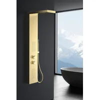 Marwell Duschsäule 125x20 cm mit Handbrause, & Schlauch - Gold