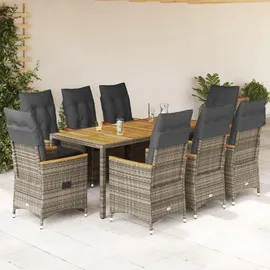 vidaXL Garten-Essgruppe 9-tlg. Grau