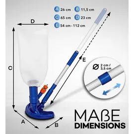 tillvex Pool Bodensauger Set | Poolsauger mit Saugbürste Teleskopstange Auffangsack Gartenschlauch-Anschluss Sauger | Venturibodensauger