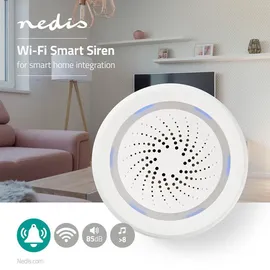 Nedis Nedis, WLAN LED Sirene mit Netzanschluss, 8 Töne, 85 dB Smartlife Weiß