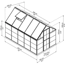CANOPIA Hybrid Alu silber Polycarbonat 0,7 mm/Dach HKP 4 mm 5,7 m2 inkl. Stahlfundament