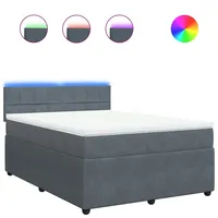 VidaXL Boxspringbett mit Matratze Dunkelgrau 140x200 cm Samt
