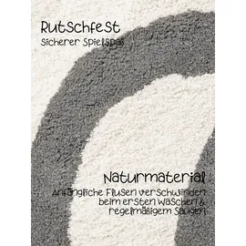 HANSE HOME Emil creme grau, B:140cm H:10mm L:200cm, Baumwolle, Teppiche, Kinderteppich, Waschbar, Handgemacht, Baumwolle, rutschfest Spielteppich, Kinderzimmer