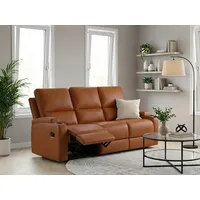 3-Sitzer OTTO HOME "Napori", braun (cognac), B:207cm H:105cm T:94cm, Polyester 40% / Polyurethane 60%, Sofas, Kinosofa mit 2 x Relaxfunktion und Getränkehalter