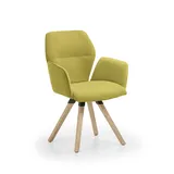 Niehoff Sitzmöbel Merlot Design-Armlehenenstuhl Stativ-Gestell Massivholz/Stoff - Eiche Bianco