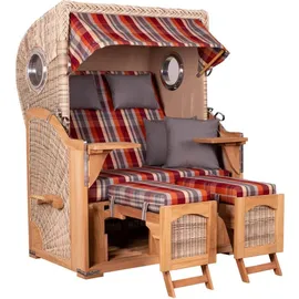Mr. Deko Strandkorb Düne Bullauge Teak PE Shell Dessin 584