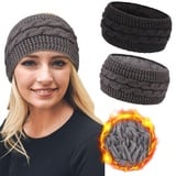 DRESHOW Damen Warm Gestricktes Stirnband Winter Ohrenwärmer Gehäkelte Kopfwickel Dickes Fleecefutter Haarbänder