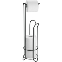iDesign Classico Klorollenhalter, Toilettenpapierhalter ohne Bohren aus Metall, mattschwarz