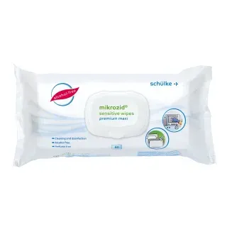 Schülke mikrozid® sensitive wipes Desinfektionstücher, Gebrauchsfertige und alkoholfreie Desinfektionstücher für Medizinprodukte, 1 Packung = 80 Tücher, premium maxi